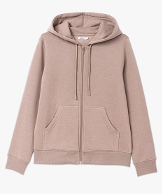 sweat zippe a capuche femme brun sweatsF127601_4