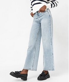 GEMO Jean wide leg taille haute délavé femme Gris