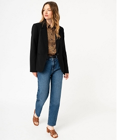 jean coupe mom taille haute femme avec ceinture fine bleu momF128501_4