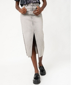 GEMO Jupe en jean longue fendue devant femme gris standard