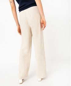 pantalon ample en lin a taille elastiquee femme - lulucastagnette beige pantalonsF130001_3