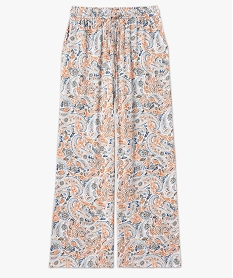 pantalon fluide en viscose coupe large a motif cachemire femme orange pantalonsF130201_4