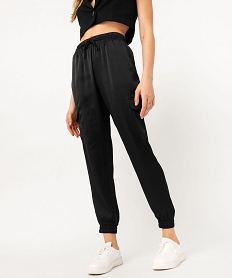 GEMO Pantalon cargo en satin à taille élastiquée femme noir standard