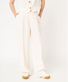 pantalon large en toile femme beige pantalonsF131401_2