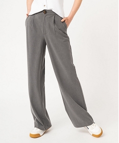 GEMO Pantalon fluide coupe large avec pinces femme gris standard