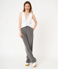pantalon fluide coupe large avec pinces femme gris pantalonsF131501_4