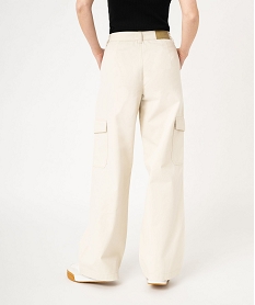 pantalon large coupe cargo femme beige pantalonsF131901_3