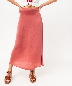 GEMO Jupe longue en matière satinée femme rose standard