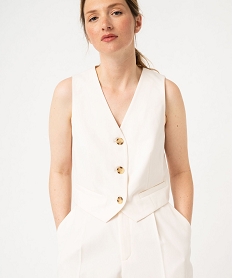 GEMO Gilet de costume fermeture trois boutons femme blanc chine