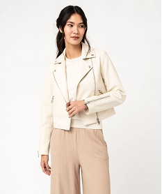 GEMO Blouson biker en synthétique imitation cuir femme blanc chine