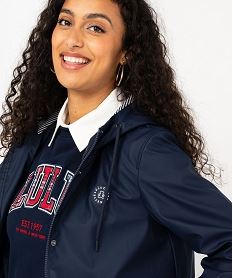 impermeable deperlant a capuche rayee femme - lulucastagnette bleu manteauxF134101_2