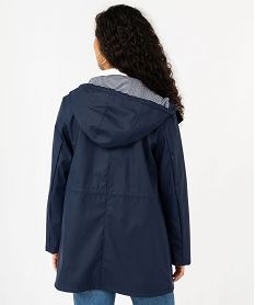 impermeable deperlant a capuche rayee femme - lulucastagnette bleu manteauxF134101_3