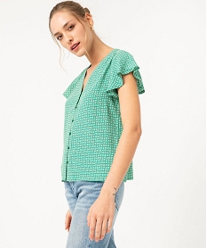 blouse manches courtes imprimee a boutons femme imprime blousesF134801_1
