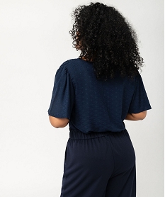 blouse manches courtes en viscose jacquard femme grande taille bleu blousesF135201_3