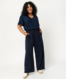 blouse manches courtes en viscose jacquard femme grande taille bleu blousesF135201_4