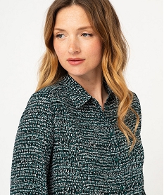chemise imprimee en voile fluide femme vert chemisiersF135401_2