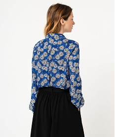 chemise imprimee en voile fluide femme bleu chemisiersF135501_3
