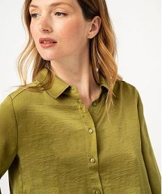 chemise a manches longues en matiere satinee femme vert chemisiersF135801_2