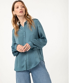 chemise a manches longues en matiere satinee femme bleu chemisiersF135901_2