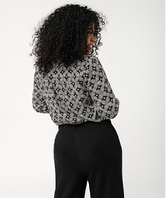 chemise a manches longues imprimee femme grande taille noir chemisiersF136201_3