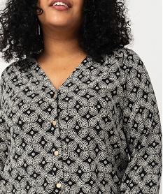 chemise a manches longues imprimee femme grande taille noir chemisiersF136201_4