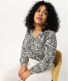 GEMO Chemise à manches longues imprimée femme grande taille fleurs