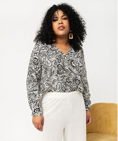 chemise a manches longues imprimee femme grande taille beige chemisiersF136401_2