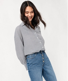 GEMO Chemise rayée oversize en maille gaufrée femme - LuluCastagnette Imprimé