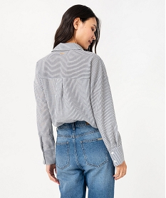 chemise rayee oversize en maille gaufree femme - lulucastagnette bleu chemisiersF136501_3