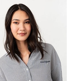 chemise rayee oversize en maille gaufree femme - lulucastagnette bleu chemisiersF136501_4