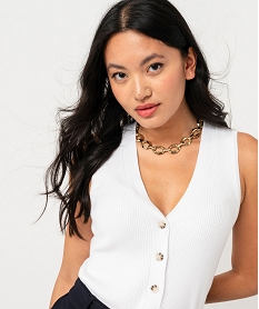 gilet sans manches a fines cotes femme blanc giletsF136801_2