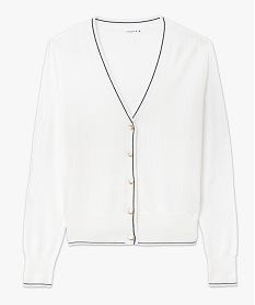 gilet a col v en fine maille fantaisie femme - lulucastagnette beige giletsF136901_4