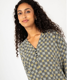 blouse fluide imprimee a manches 34 femme jaune blousesF137301_2
