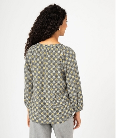 blouse fluide imprimee a manches 34 femme jaune blousesF137301_3