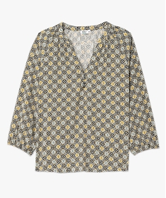 blouse fluide imprimee a manches 34 femme jaune blousesF137301_4
