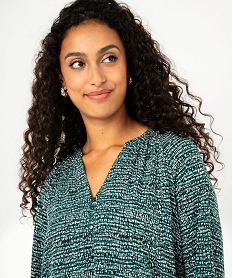 blouse fluide imprimee a manches 34 femme vert blousesF137401_2