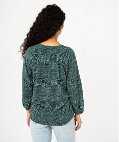 blouse fluide imprimee a manches 34 femme vert blousesF137401_3