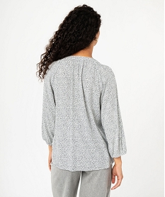 blouse fluide imprimee a manches 34 femme blanc blousesF137501_3