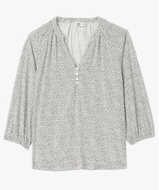 blouse fluide imprimee a manches 34 femme blanc blousesF137501_4