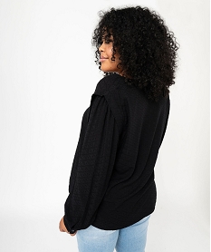 blouse a manches longues avec epaulettes femme grande taille noir blousesF137601_3