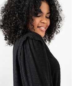 blouse a manches longues avec epaulettes femme grande taille noir blousesF137601_4