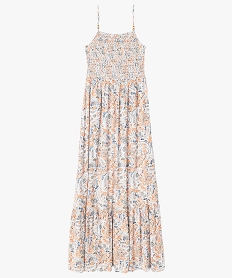 robe longue et ample a bretelles en viscose imprimee femme beigeF138301_4