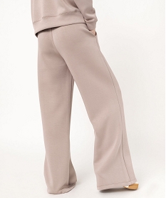 pantalon large en maille a taille elastiquee femme brun pantalonsF139401_3