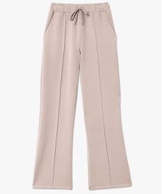 pantalon large en maille a taille elastiquee femme brun pantalonsF139401_4