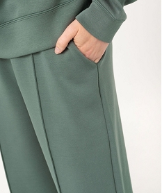 pantalon large en maille a taille elastiquee femme vert pantalonsF139501_2