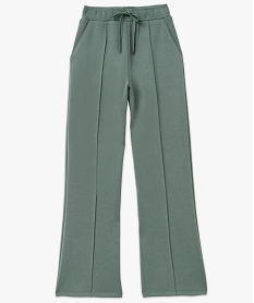 pantalon large en maille a taille elastiquee femme vert pantalonsF139501_4
