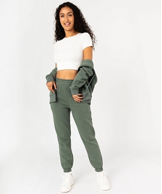 pantalon de jogging en molleton doux femme vert pantalonsF140001_4