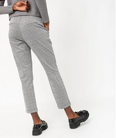 pantalon en maille extensible a micro motifs femme gris pantalonsF140401_3