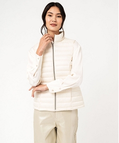 GEMO Doudoune sans manches avec col montant femme blanc chine