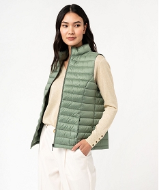 GEMO Doudoune sans manches avec col montant femme vert standard